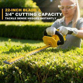 Gelidalite hedge trimmer in trimming action demonstrating fast, clean edge shaping.