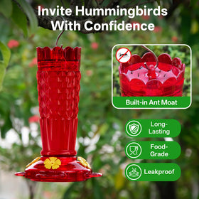 GelinRedcap hummingbird feeder with 4 ports offers multiple sipping spots for birds