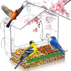 GelinRedcap window bird feeder with five suction cups for secure outdoor viewing