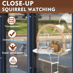 GelinRedcap Window Squirrel Feeder detachable seed tray for quick refills.