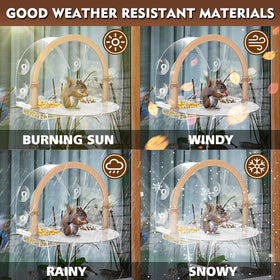 GelinRedcap Window Squirrel Feeder weather-resistant plastic for outdoors year-round use.