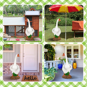 Gemscream goose costume wings enhance porch yard with playful movement.