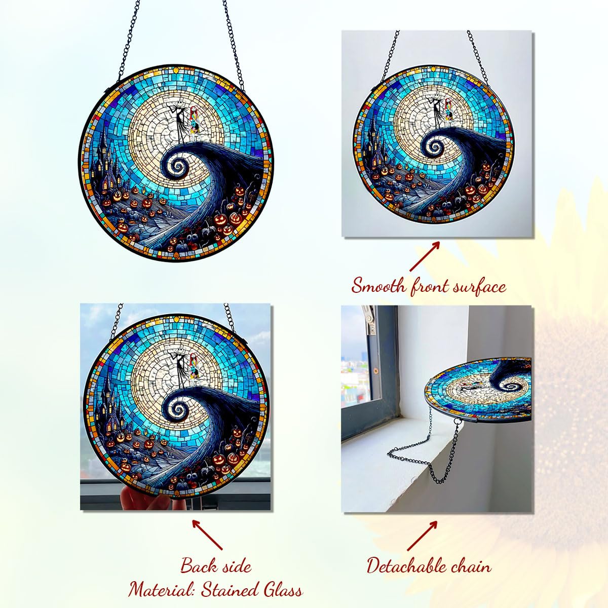 GENANY sun catcher with metal chain ready to hang on a window