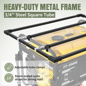 GenArmor heavy-duty tarpaulin and metal frame ensure durability for outdoor use.