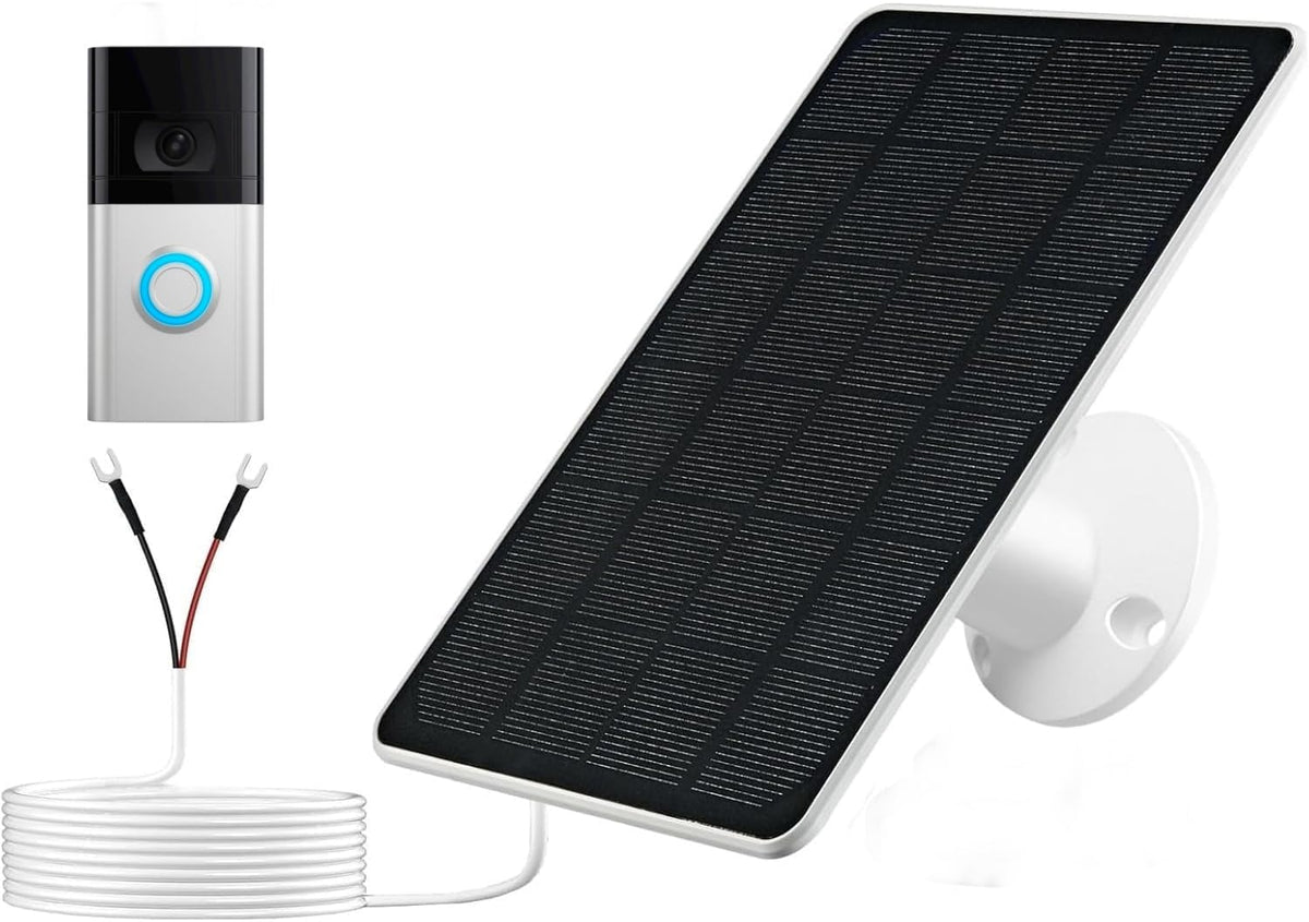 GENDOING solar panel for Ring doorbell with 360° mount for versatile outdoor placement.