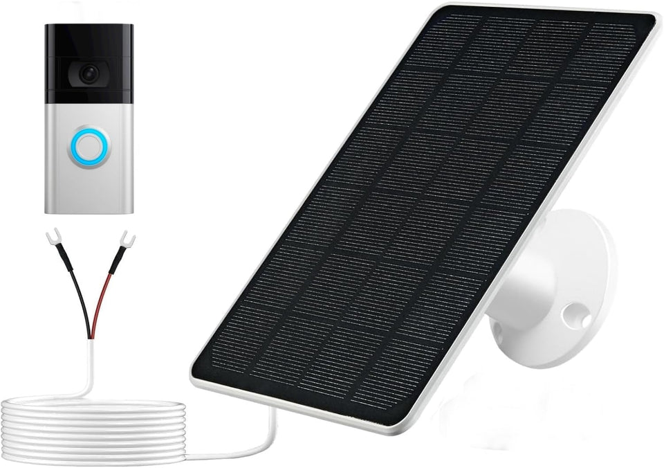 GENDOING solar panel for Ring doorbell with 360° mount for versatile outdoor placement.