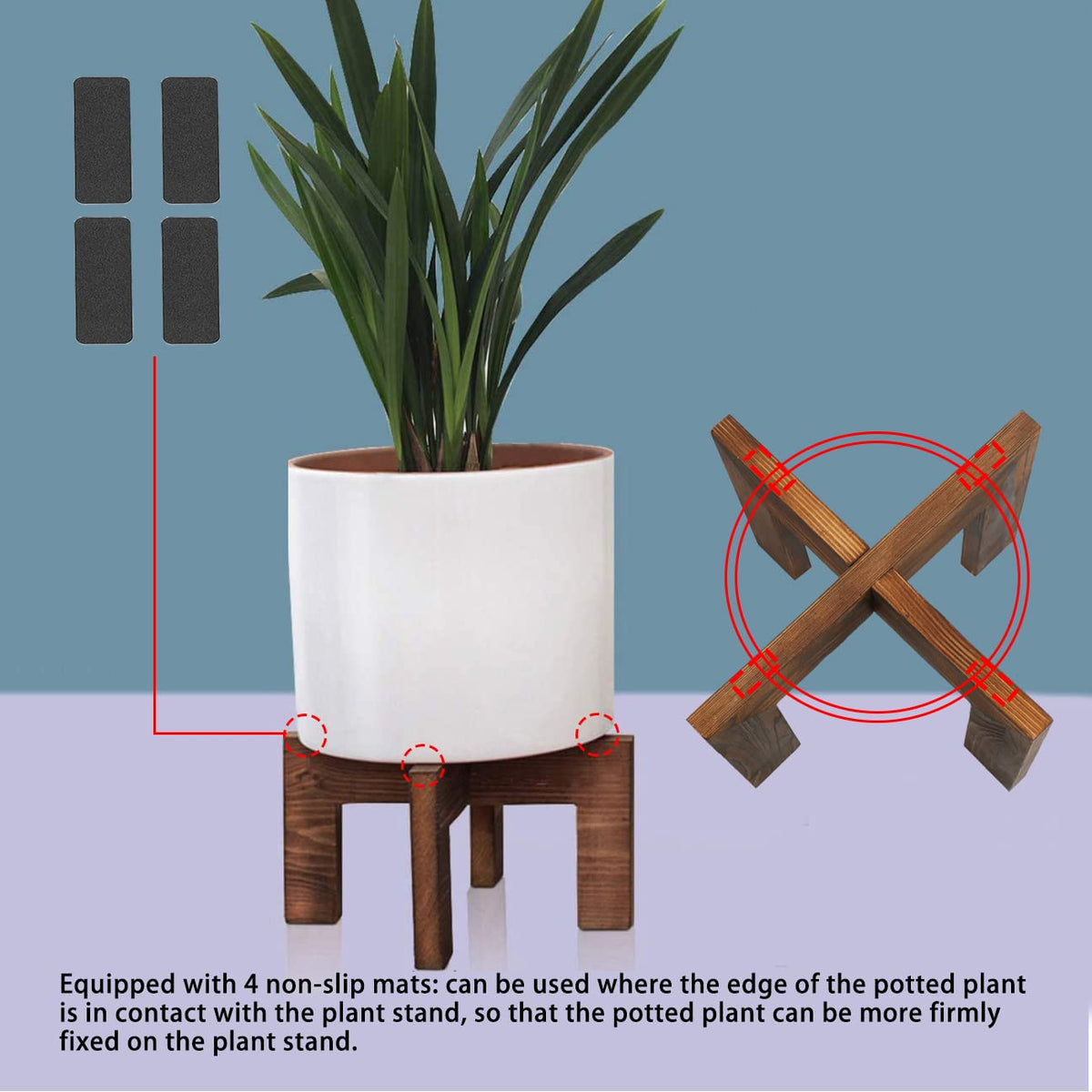 Gendral Forwepup wood plant stand supports up to 150 lbs capacity with reliability.