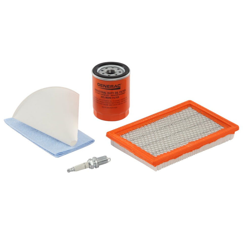 Generac 6482 maintenance kit — spark plugs and oil filter for reliable air-cooled standby power