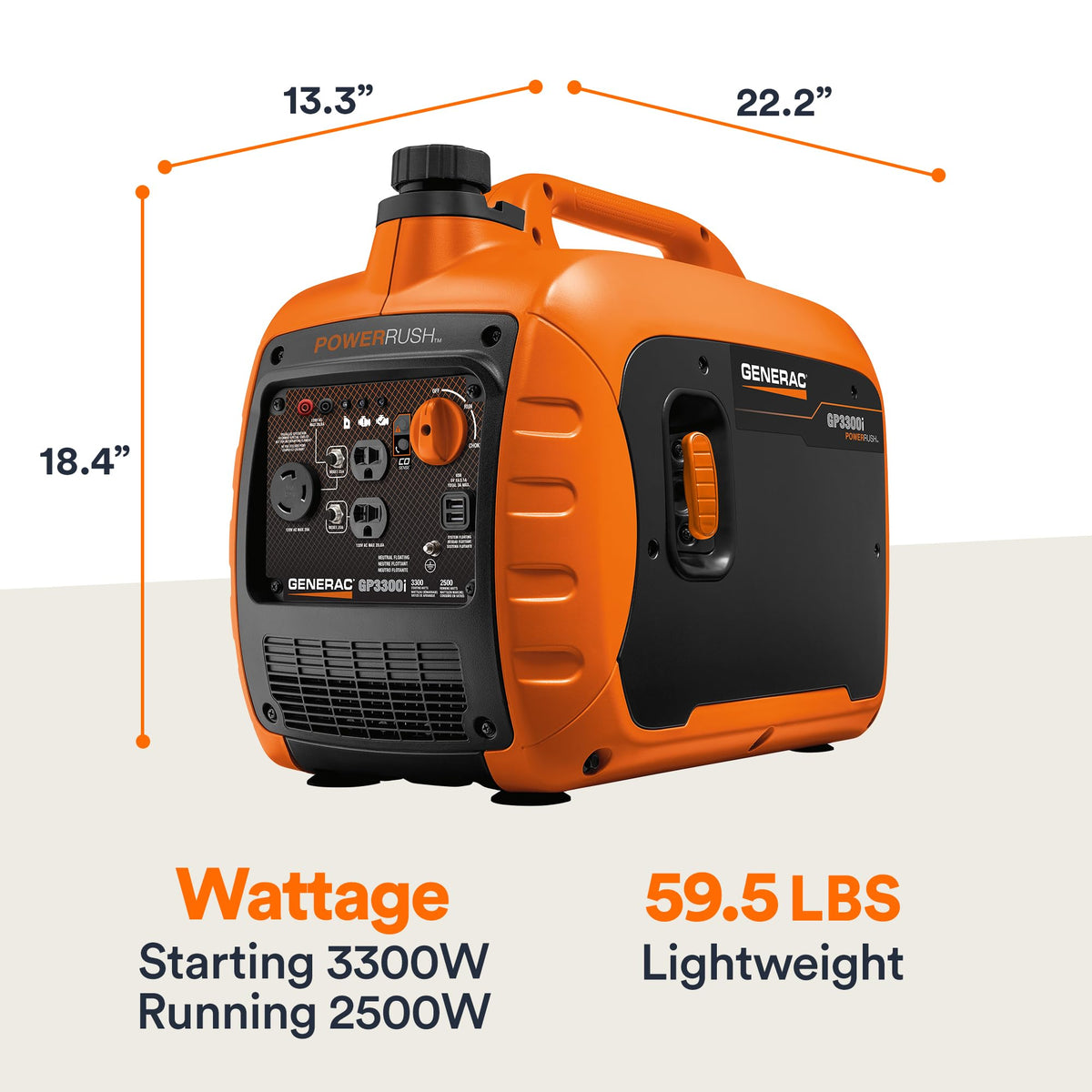 Generac GP3300i USB ports enable quick device charging during outdoor adventures.