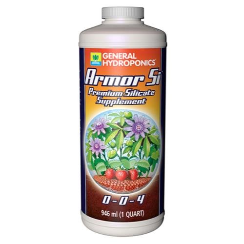General Hydroponics Armor Si quart bottle supports plant strength and stress resilience.