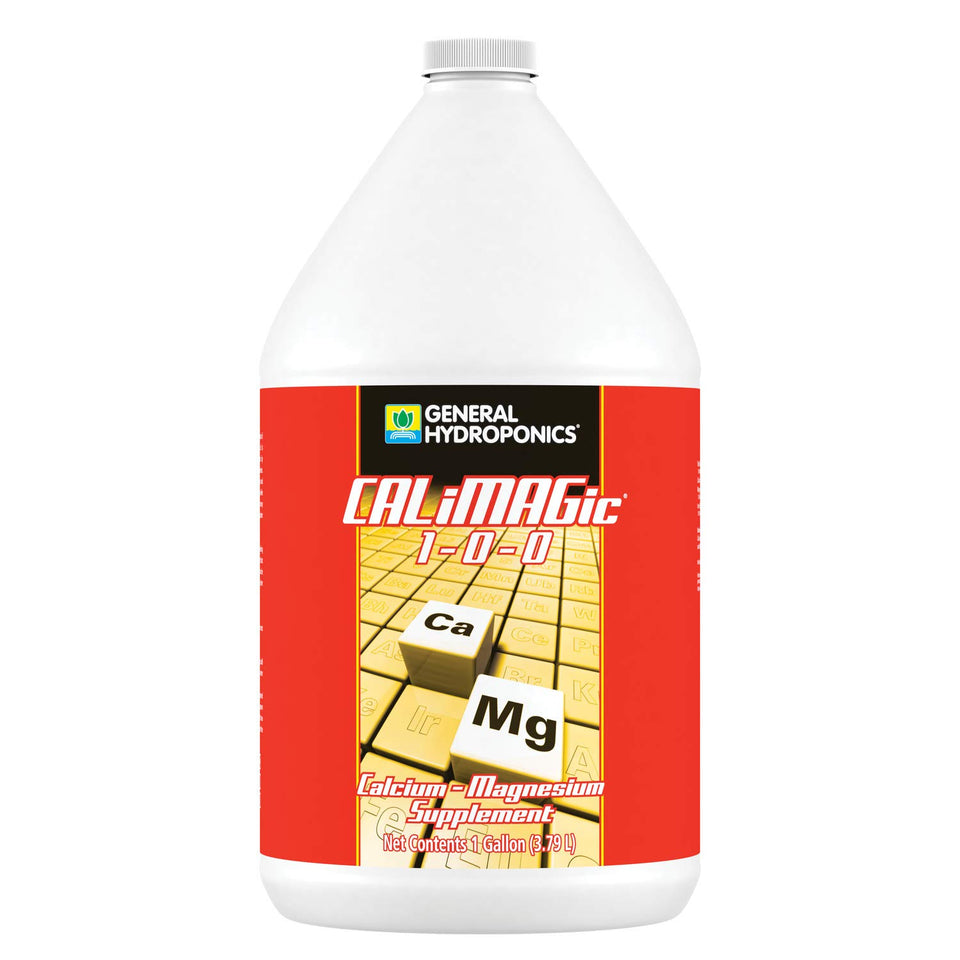 General Hydroponics CALiMAGic bottle and label show calcium and magnesium supplement for plants.