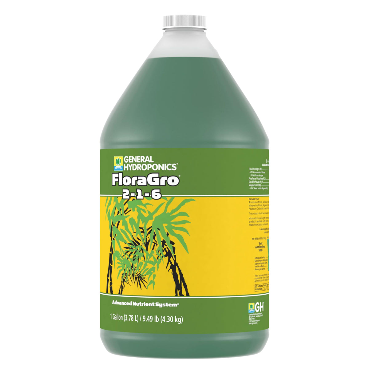 General Hydroponics FloraGro 2-1-6 potted plants benefit from targeted nourishment