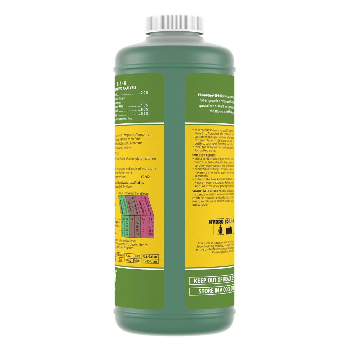 FloraGro 2-1-6 with FloraMicro mix prepares rapid stem and leaf development.