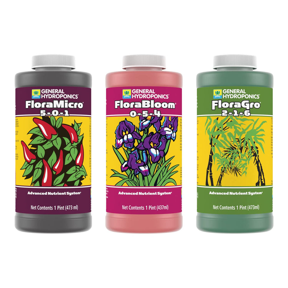 General Hydroponics FloraSeries micro bottle pour supports precise feeding for steady growth.
