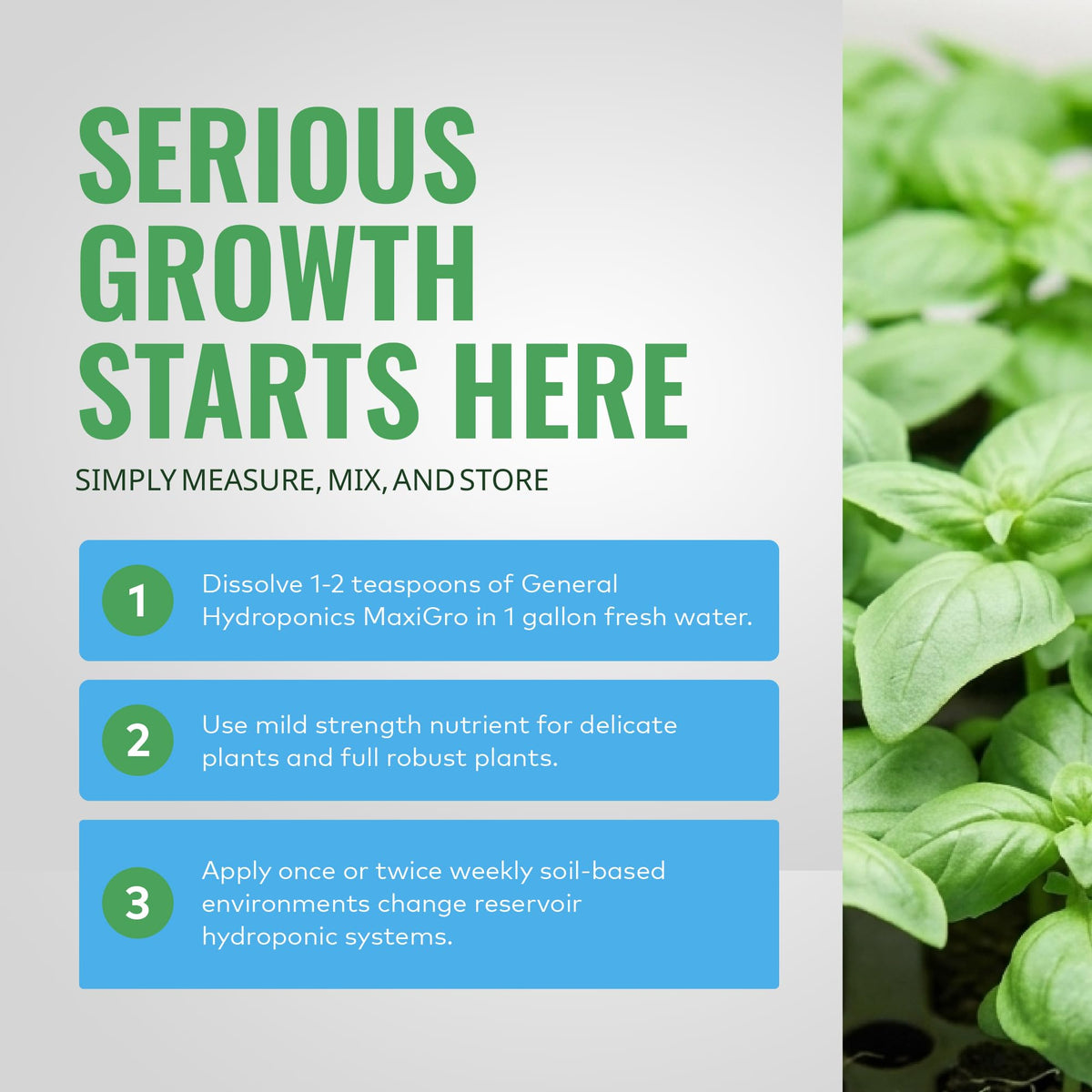 General Hydroponics MaxiGro packaging box emphasizing American-made quality.