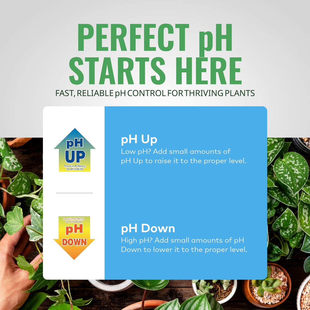 General Hydroponics pH Down label with product details and usage