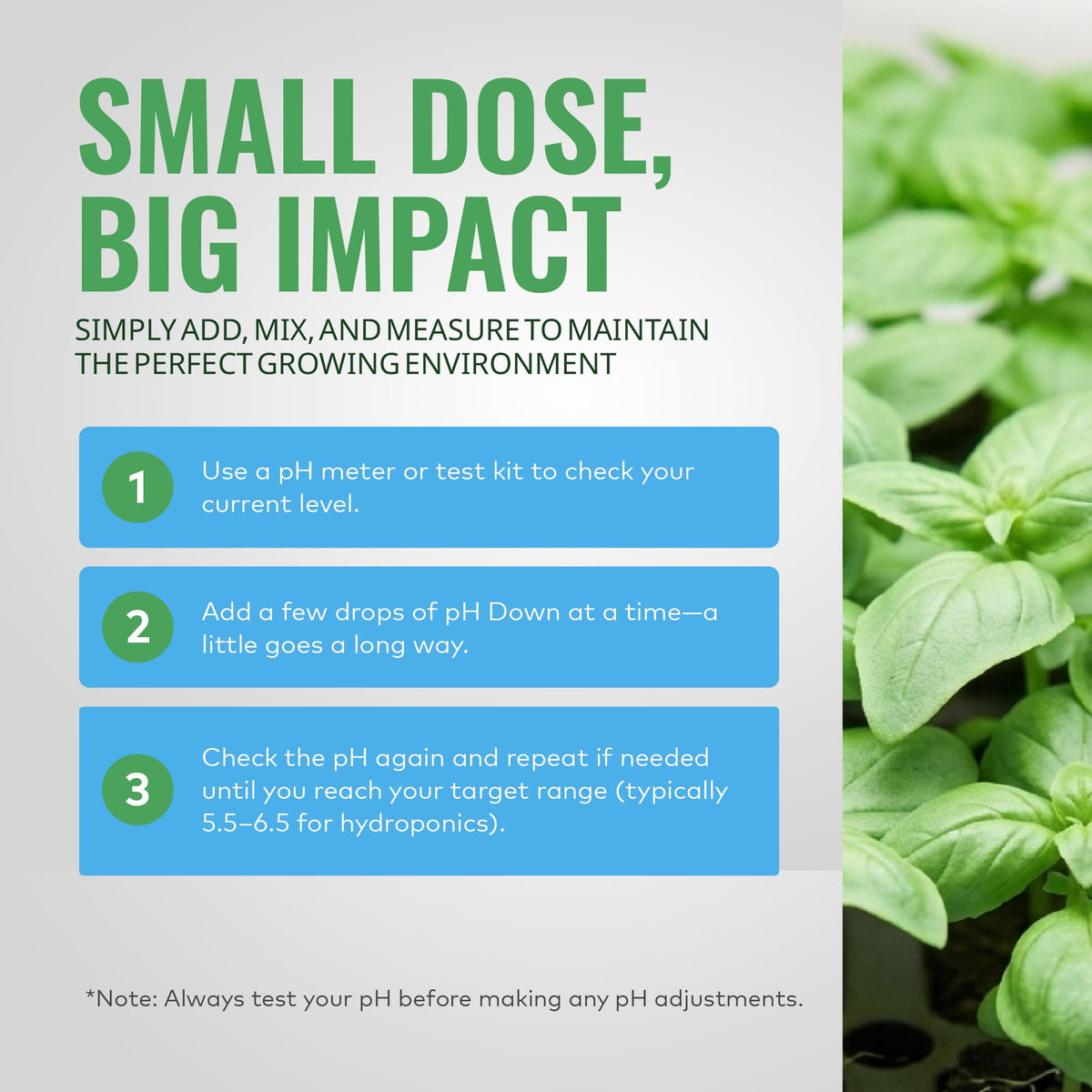 General Hydroponics pH Down in nutrient solution promoting stable pH