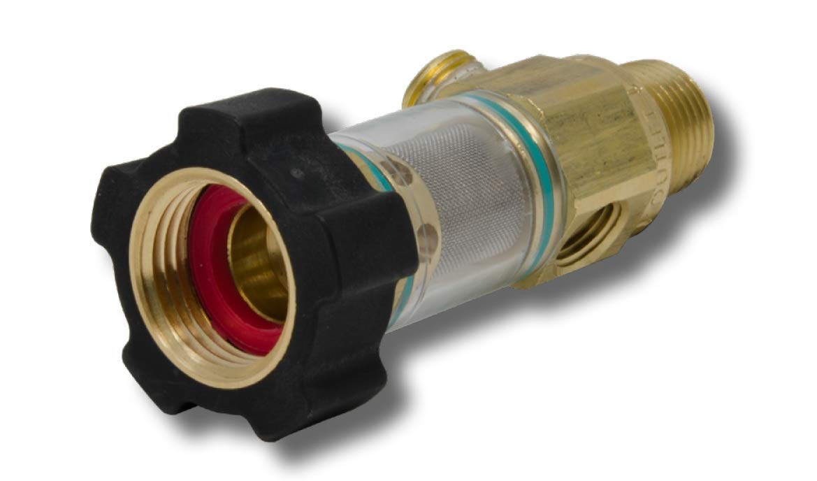 General Pump DuraView inlet filter with hose nut showing clear view for debris monitoring.