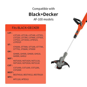 Generep AF-100 compatibility models list for Black & Decker trimmers.