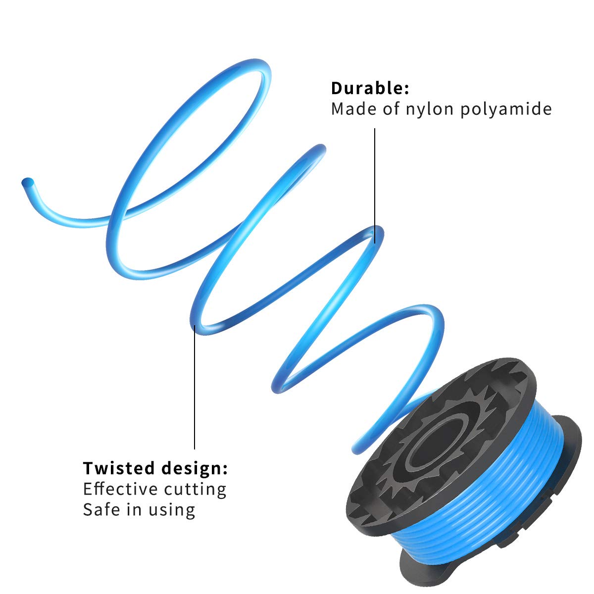 Generep kit includes 10 spools and cap for convenient replacements.