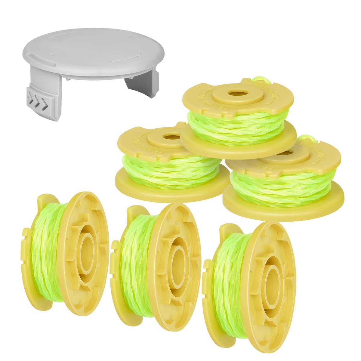 Generep weed wacker spool 6-pack for Ryobi cordless trimmers.
