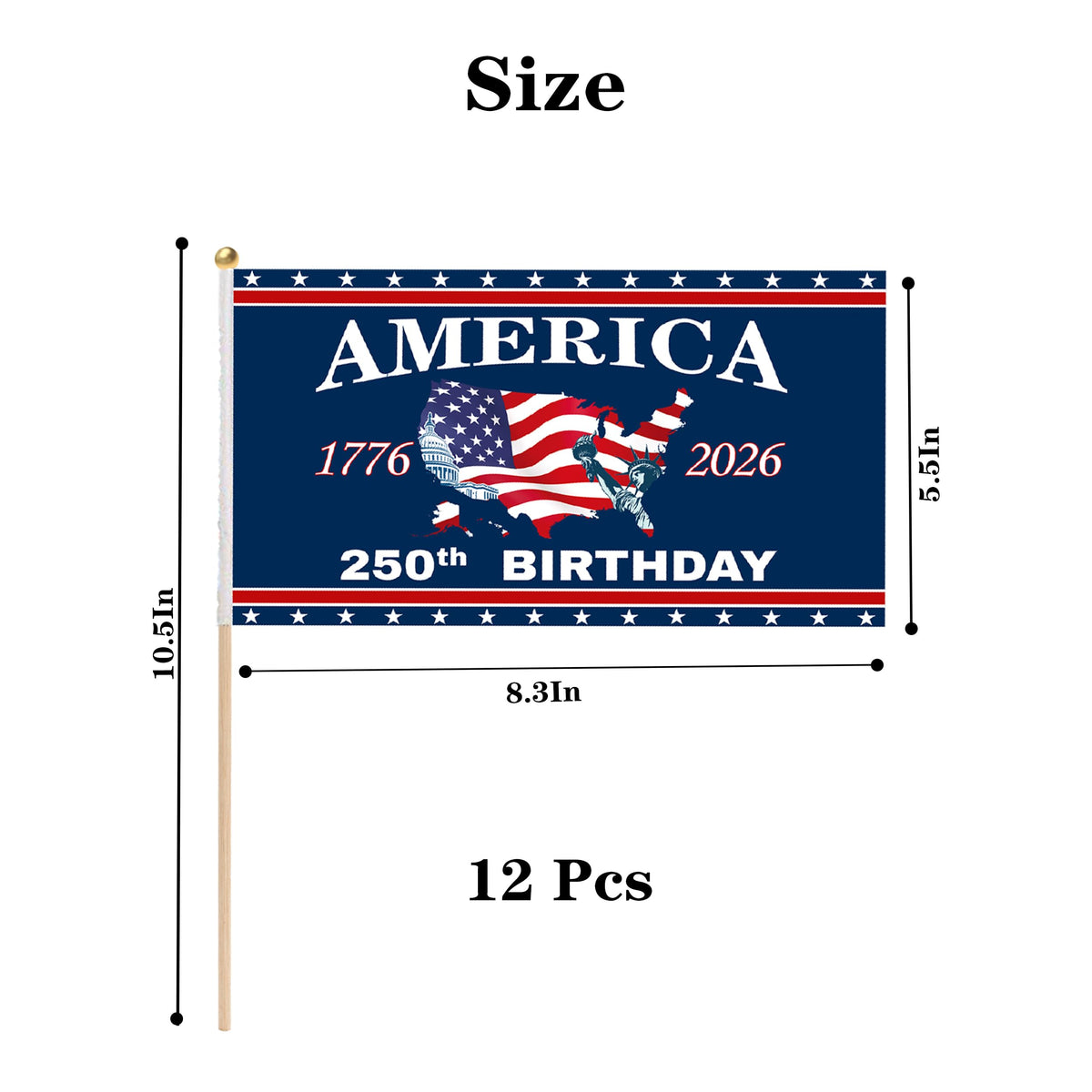 Generic patriotic flags for room decor and events