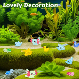 Generic turtle resin figures add living texture to micro landscapes with glow.