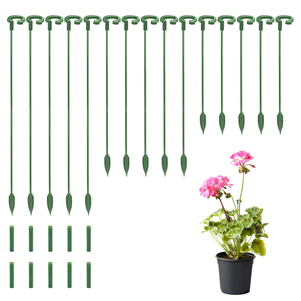 Generic 15-pack adjustable plant stakes with movable clips for versatile garden support