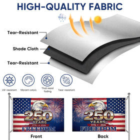 Generic flag uses UV-resistant fabric to resist sun fading.