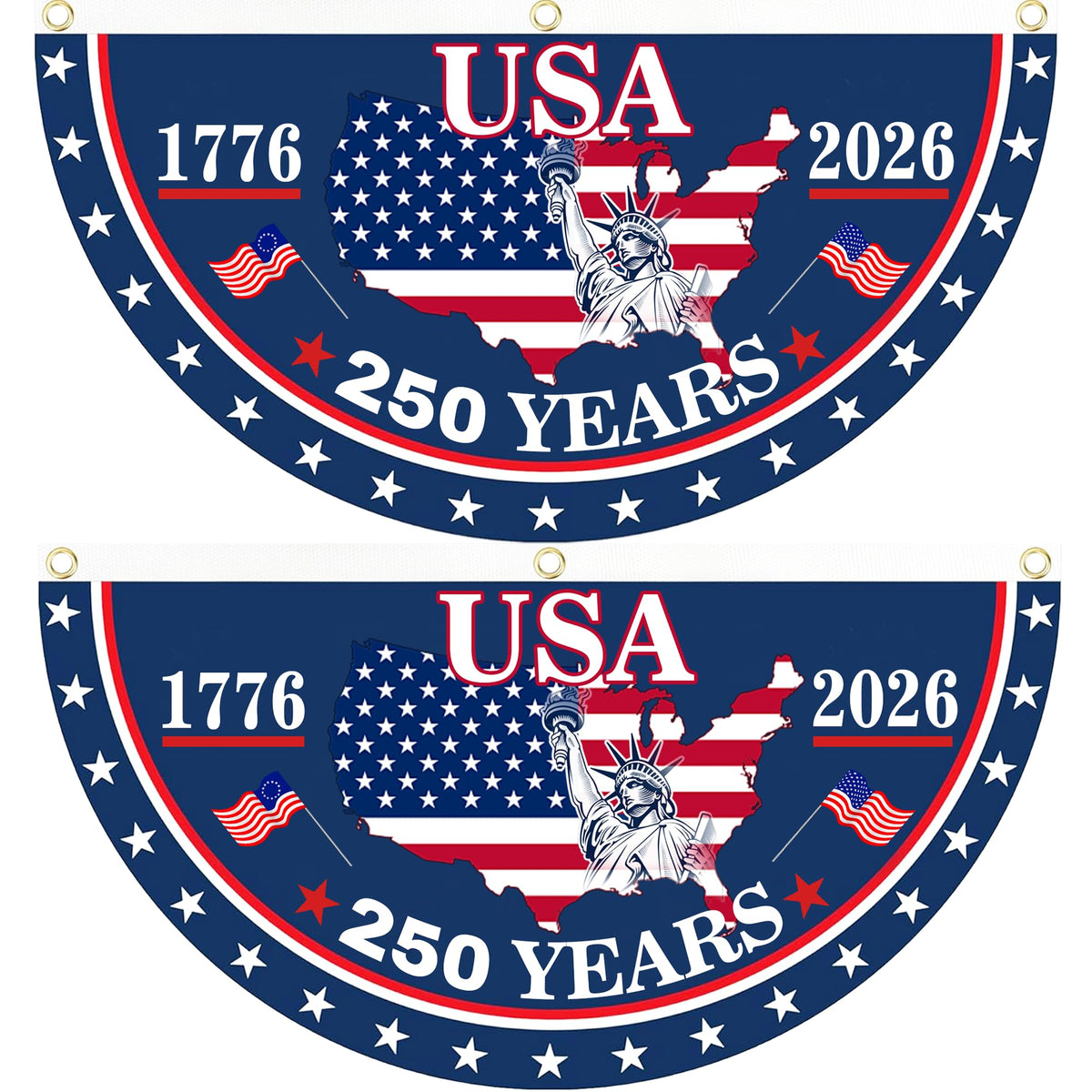 Generic 2PCS 250th Anniversary flag on front door for patriotic porch display