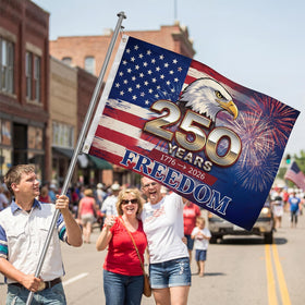 Generic 250th flag complements Memorial Day or Veterans Day décor.