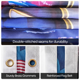Generic outdoor flag with reinforced header and double-stitched edges.