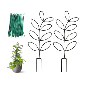 Generic 2-pack 14.6-inch leaf-shaped trellis supports climbing plants with decorative appeal.