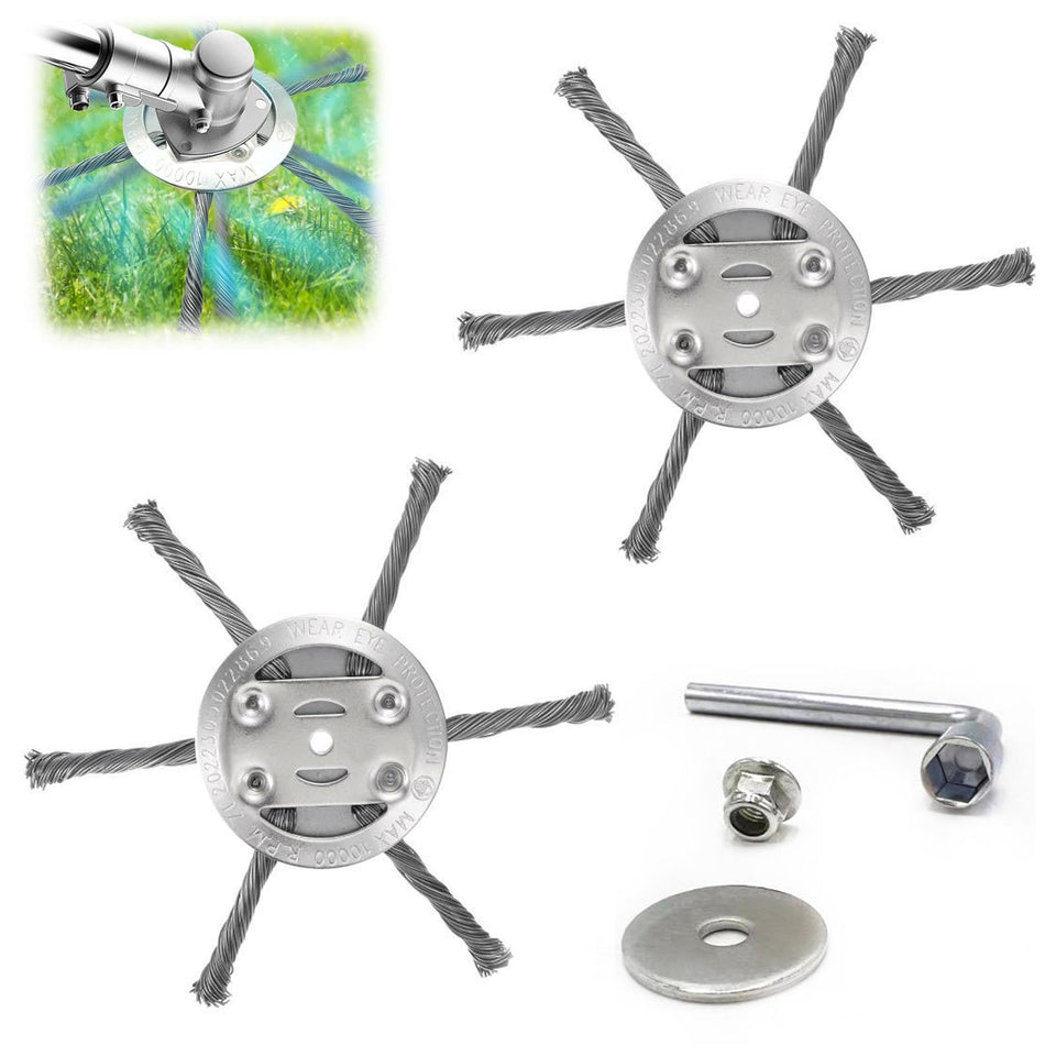 Generic 2PCS universal steel wire trimmer head with six blades for fast weed removal