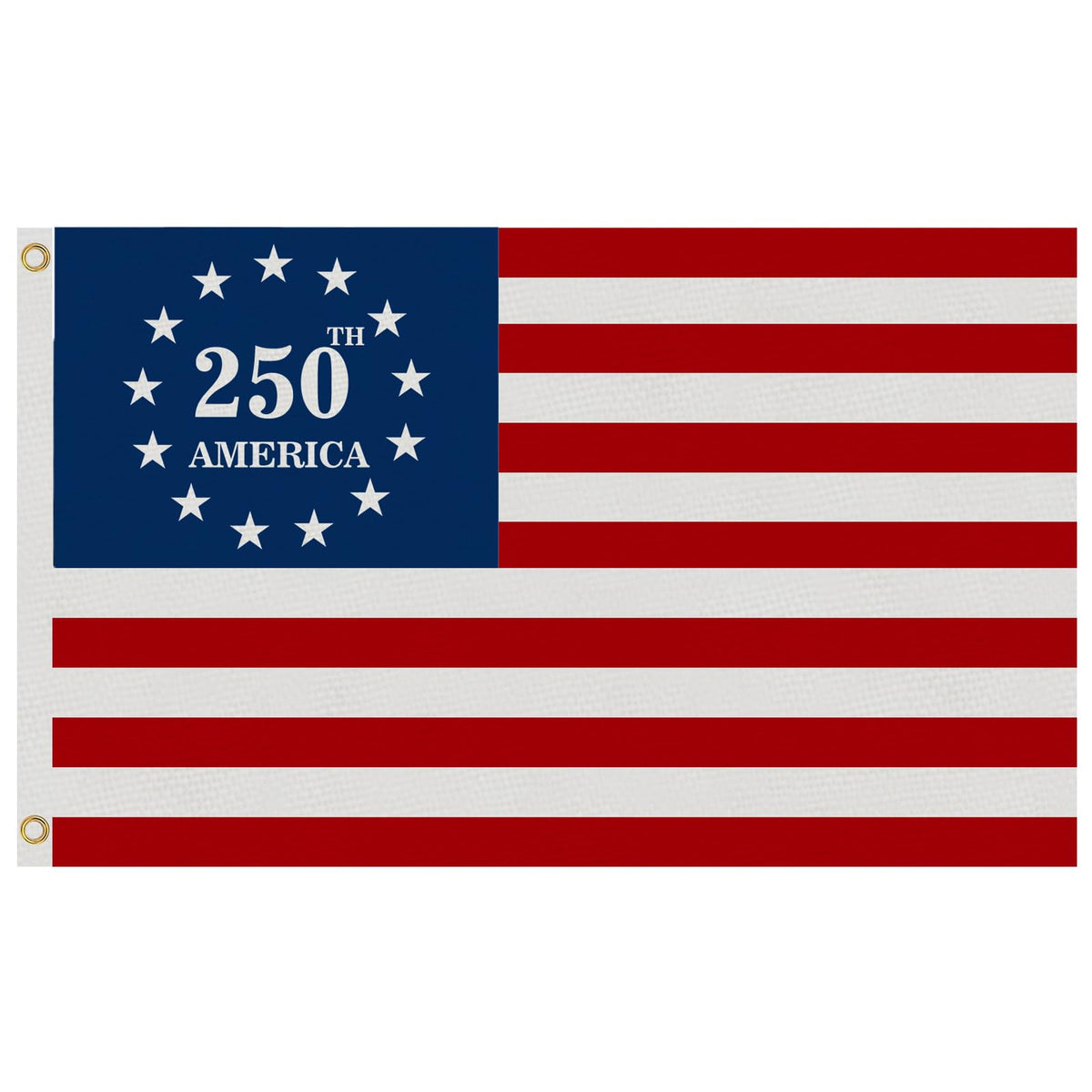Generic 3-ply 250th anniversary flag front view with double-sided print for clear outdoor visibility.