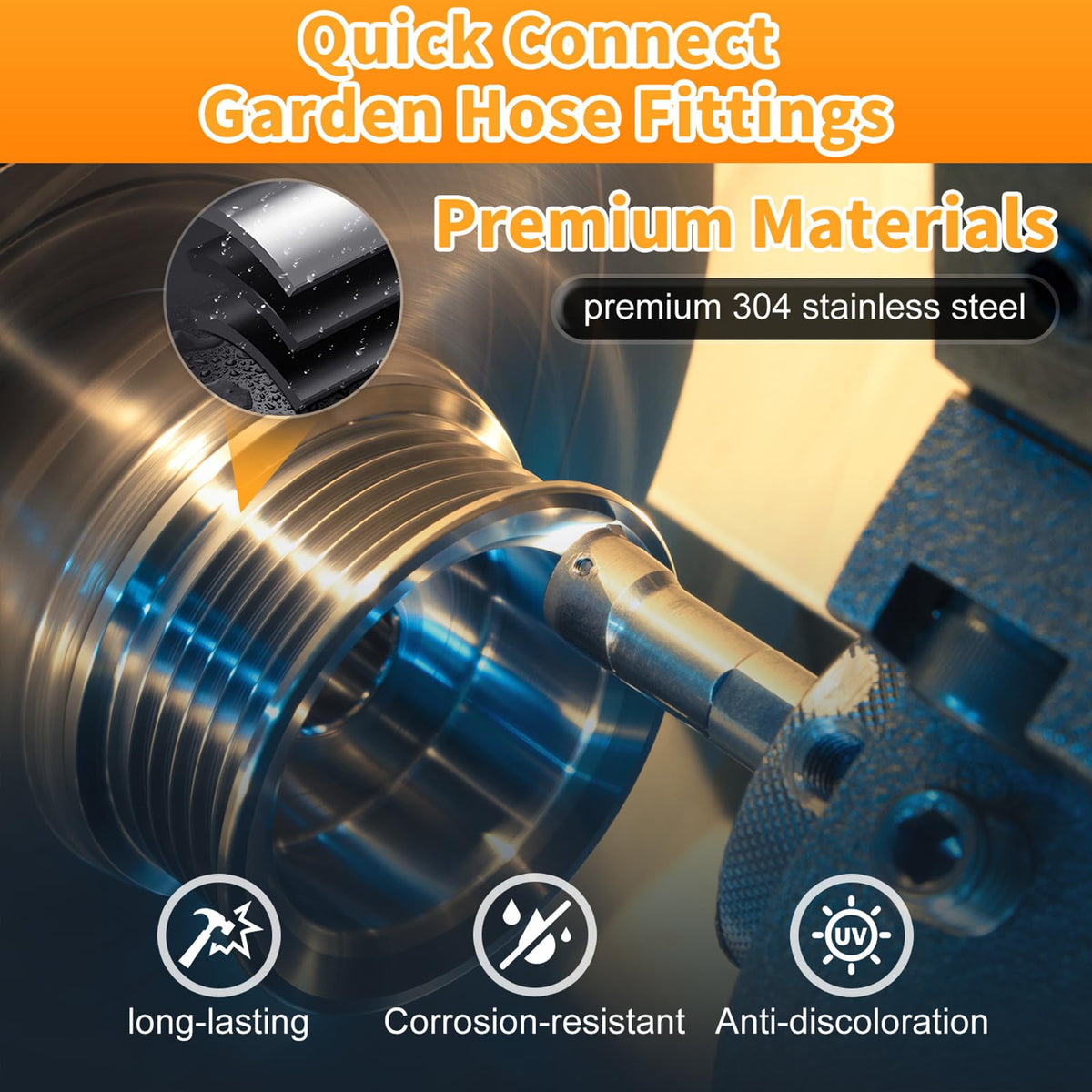 Generic 3/4 inch female to 1/2 inch quick connect fits standard hoses
