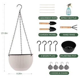 Generic resin planter with 3D rattan texture adds stylish durability.
