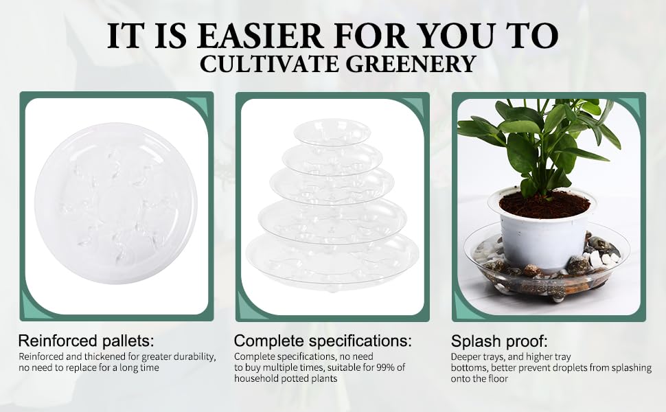 Generic 5-pack 10-inch drip tray clear focuses on water catchment and minimal visual disruption.
