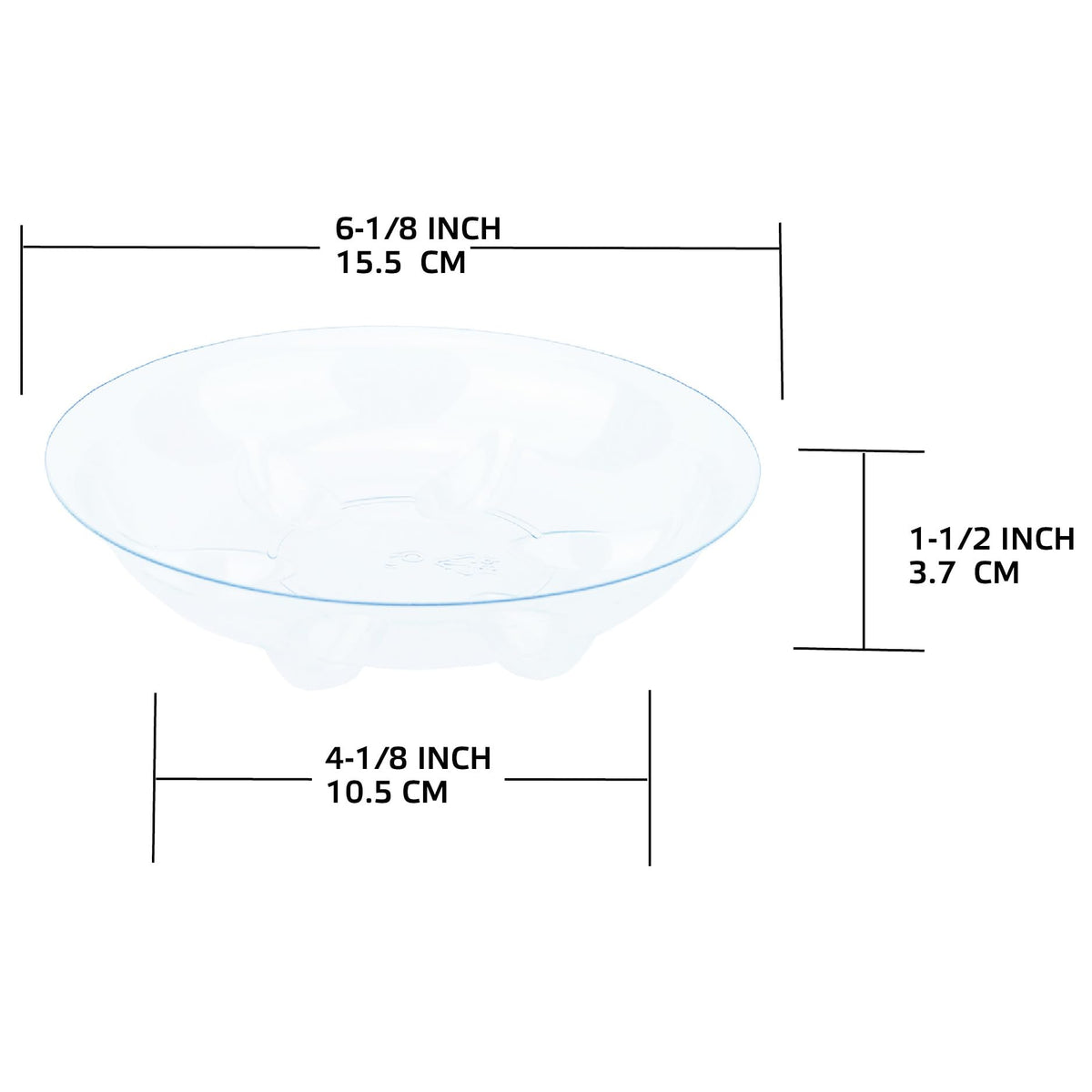 Generic 5-pack 10-inch plant saucer clear body shows thick, transparent tray for durability and visibility.