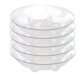 Generic 5-pack 10-inch plant saucer top view protects surfaces from overflow and spills.