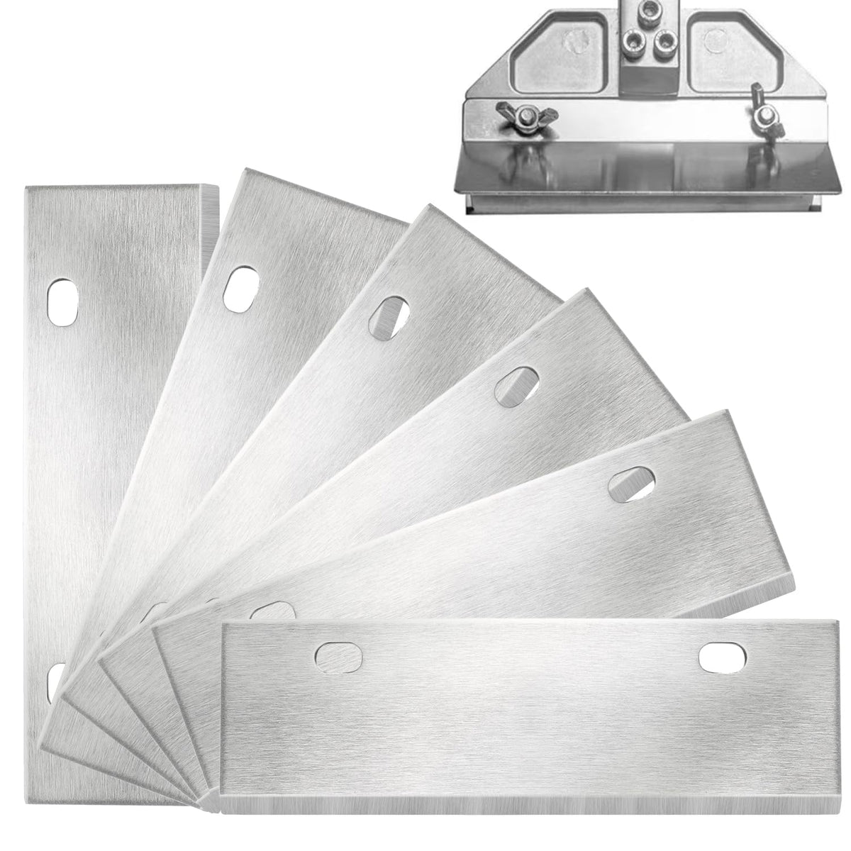 Generic 6in stainless steel griddle scraper blade pack6 for heavy-duty removal of burnt-on residue