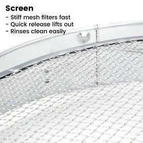 Generic sifter with 6mm mesh filters dirt, gravel, and stones efficiently.