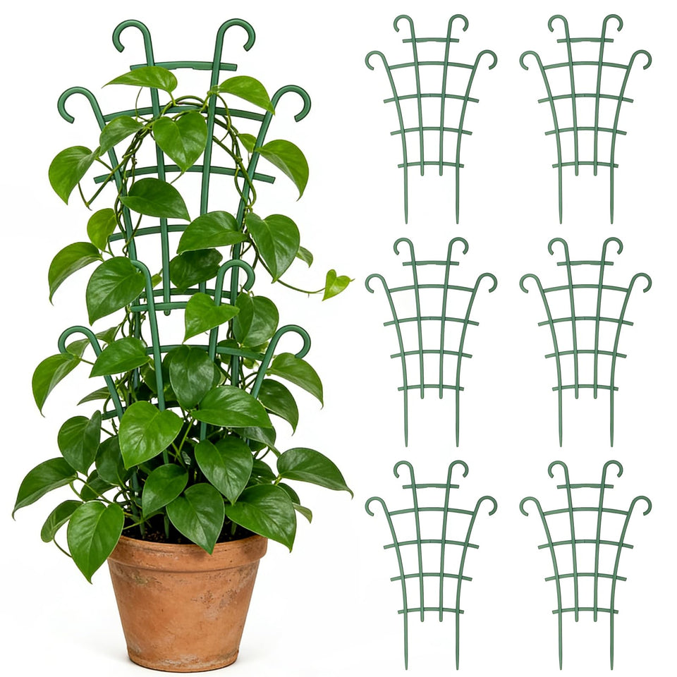 Generic 6PCS plant support stakes in a stackable design for customizable indoor plant height.
