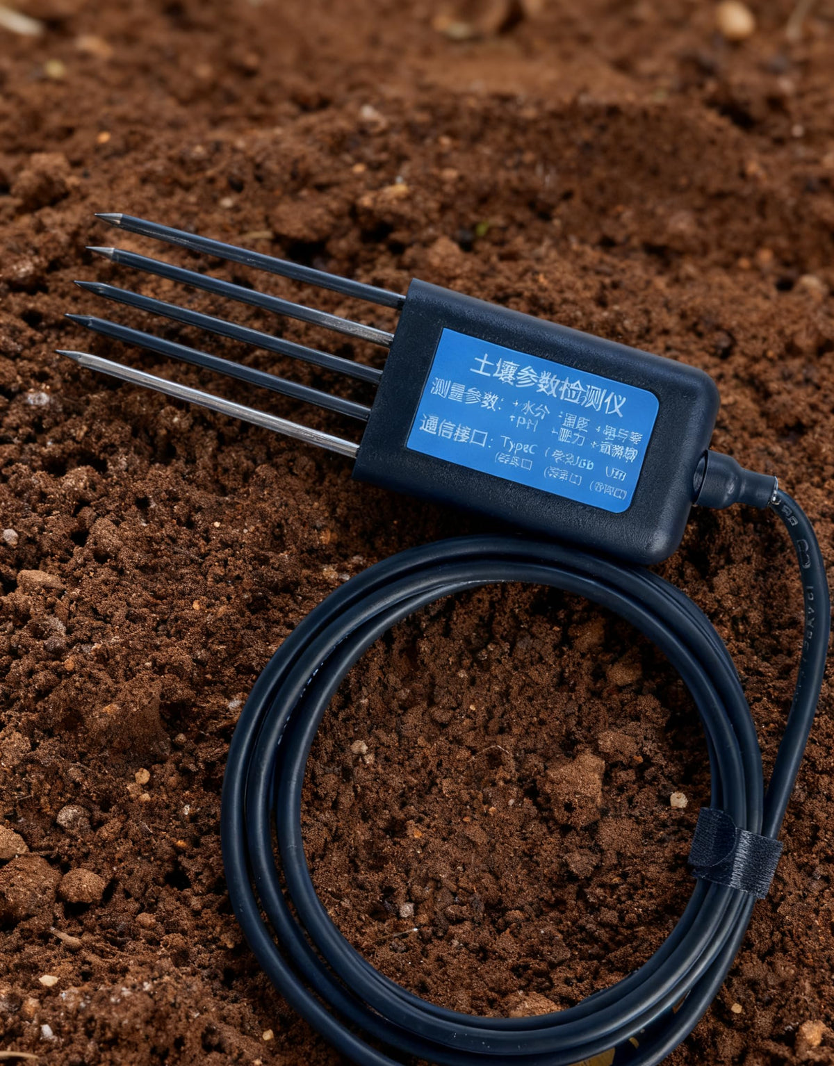 Generic 8 in 1 soil tester ec conductivity display detail.