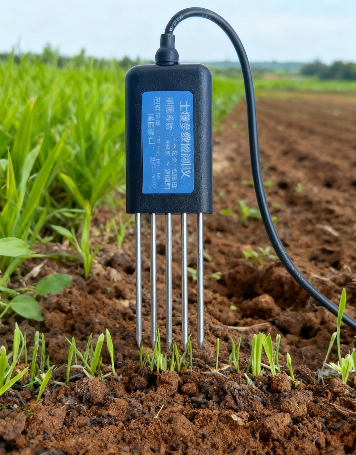 Generic 8 in 1 soil tester portable field use in outdoor setting.