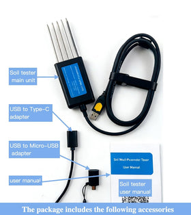 Generic 8 in 1 soil tester testing in soil to show real-world use.