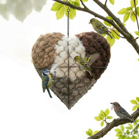 Generic alpaca heart nest outer view inviting backyard birds to explore