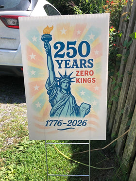 Generic America 250th anniversary lawn sign Liberty art design enhances curb appeal.