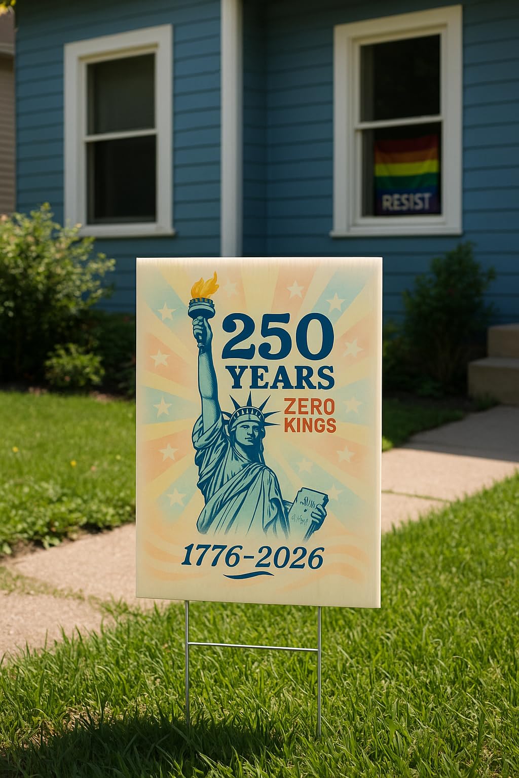 Generic America 250th anniversary lawn sign designed for outdoor durability across seasons.