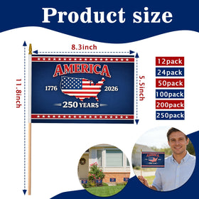 Generic USA flag mini sticks with commemorative design for events